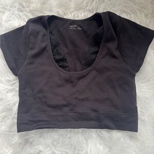 Speechless Black Crop Top with Lace Detail